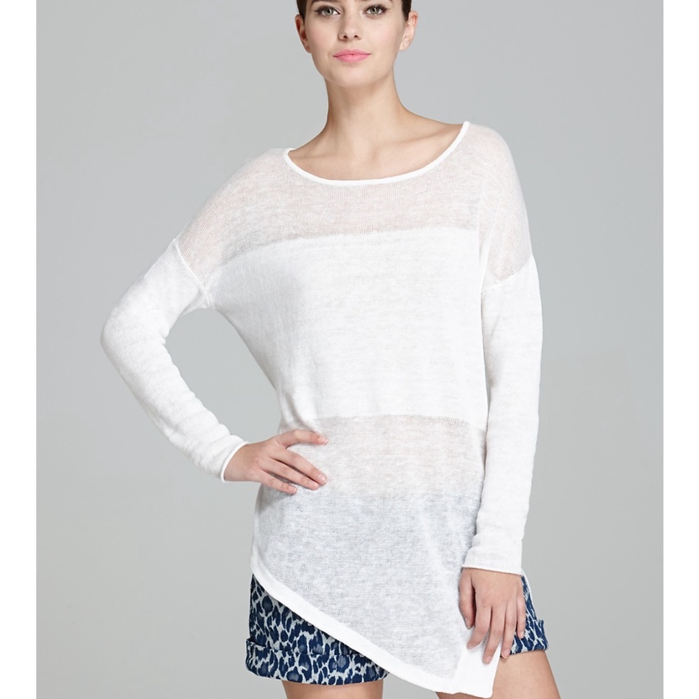 [ALICE + OLIVIA] Catherine Linen Asymmetrical Sweater